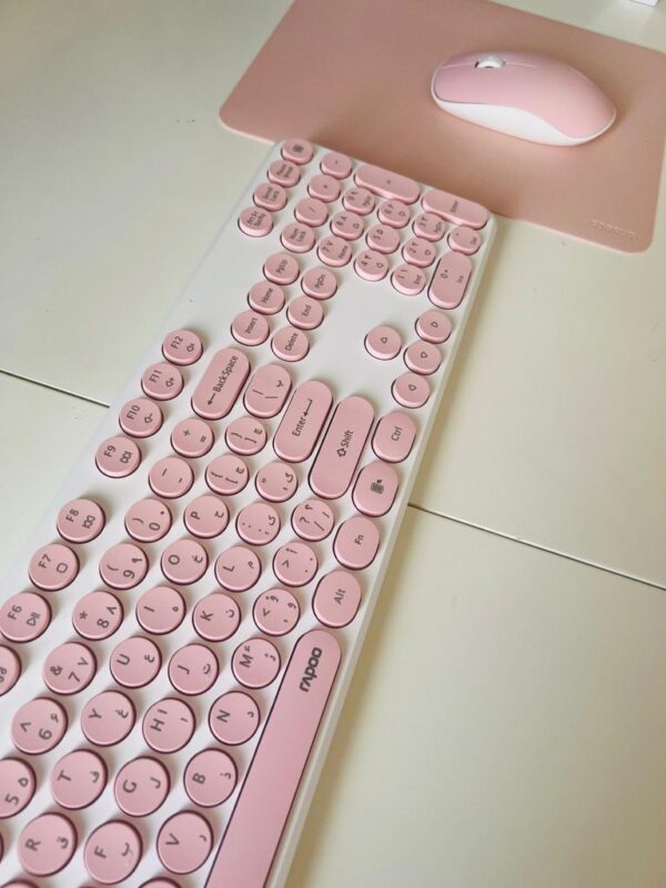 کیبورد و موس بی‌سیم  صورتی RAPPO X260